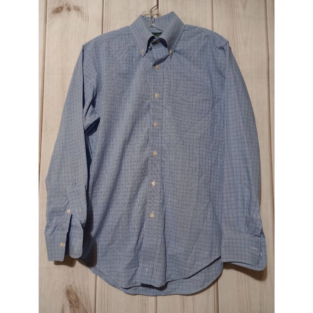 Lauren Ralph‎ Lauren Mens Dress Shirt 15 32/33 Blue Check Non Iron Classic Fit